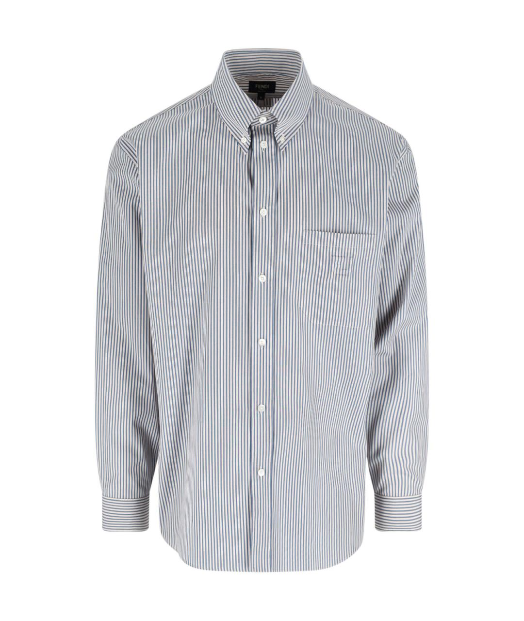 FENDI Синяя хлопковая кэжуал рубашка, фото 1