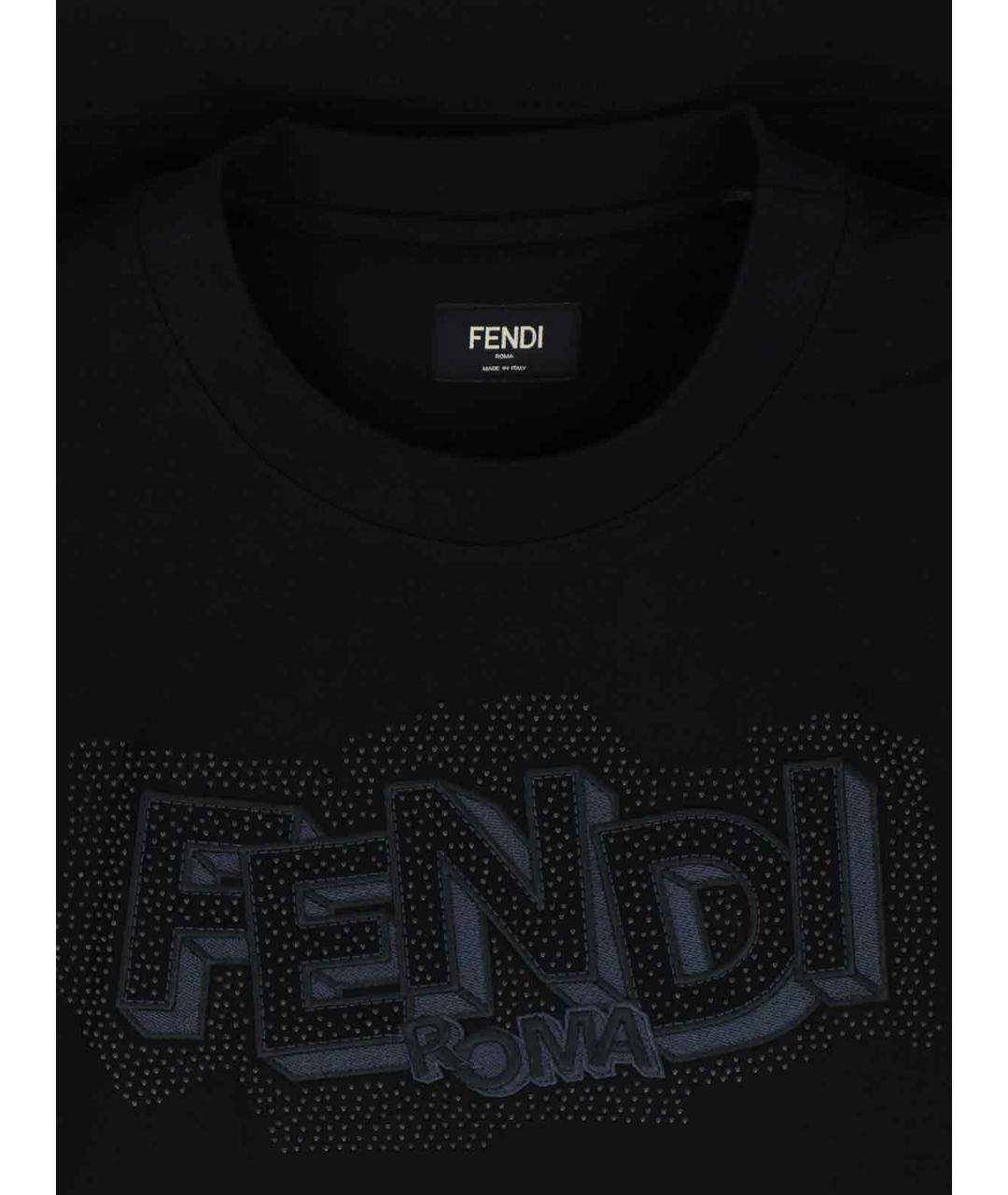 FENDI Черная хлопковая футболка, фото 3