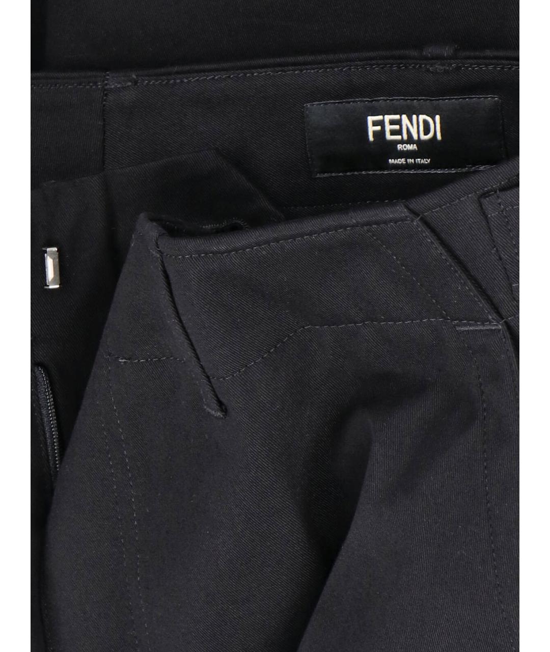 FENDI Черные хлопковые повседневные брюки, фото 5