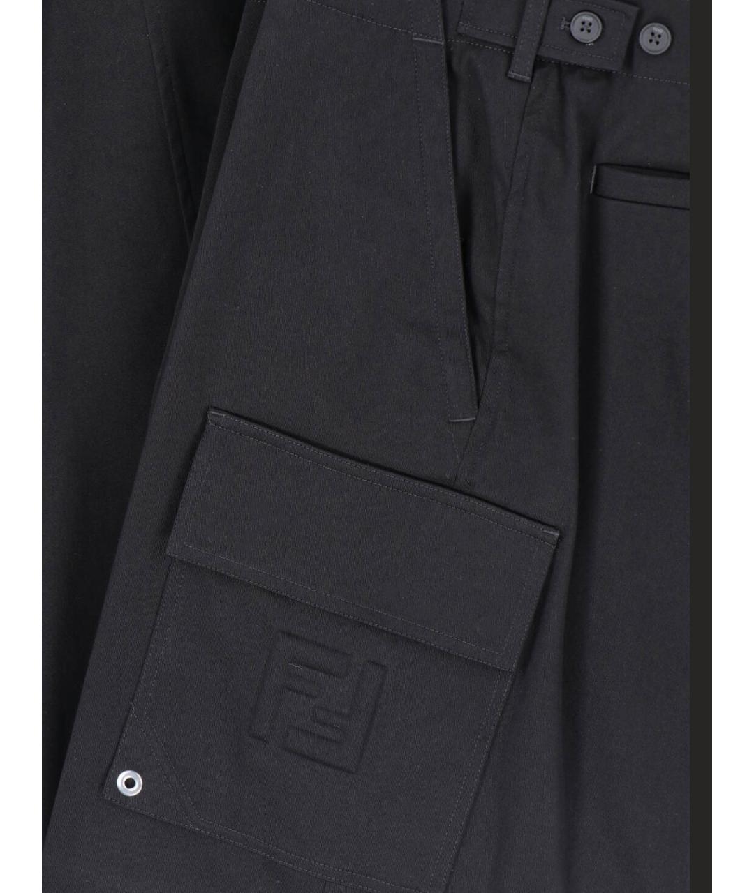 FENDI Черные хлопковые повседневные брюки, фото 4