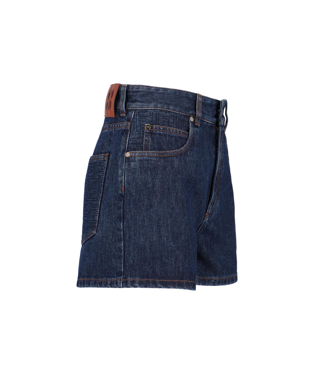 FENDI Синие хлопковые шорты, фото 3