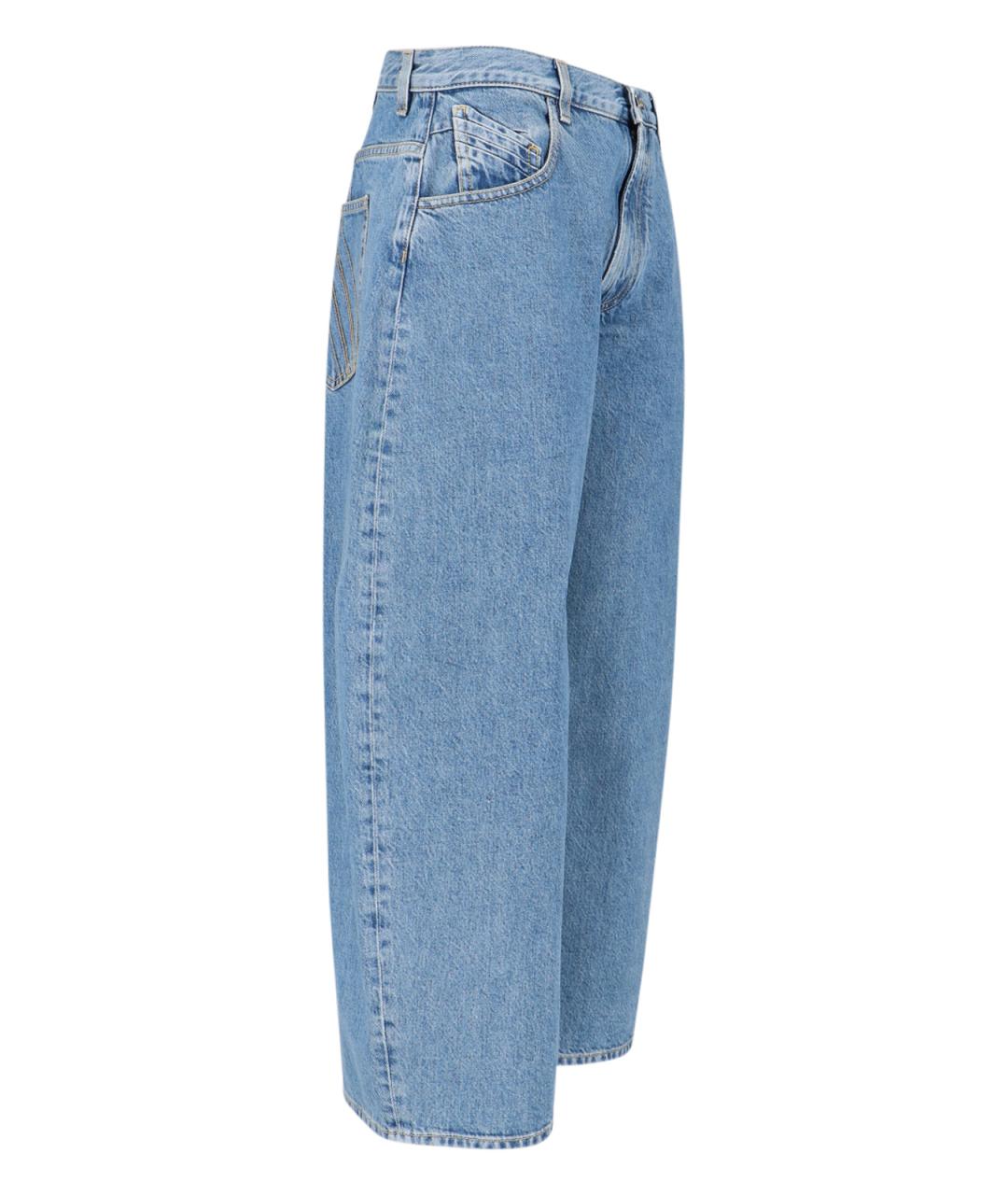 THE ATTICO Голубые хлопковые прямые джинсы, фото 3
