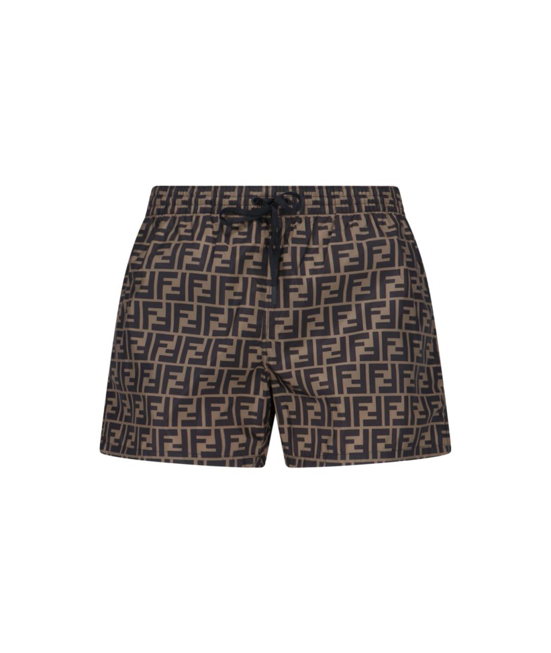FENDI Коричневые полиэстеровые плавки, фото 1
