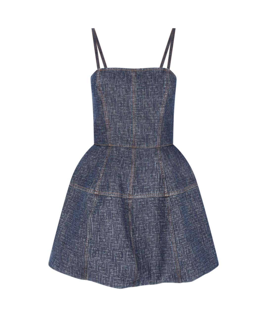 FENDI Синее хлопковое платье, фото 2