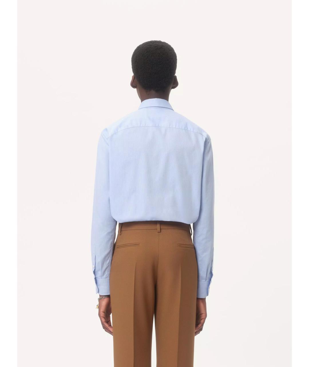 VALENTINO Голубая хлопковая кэжуал рубашка, фото 4