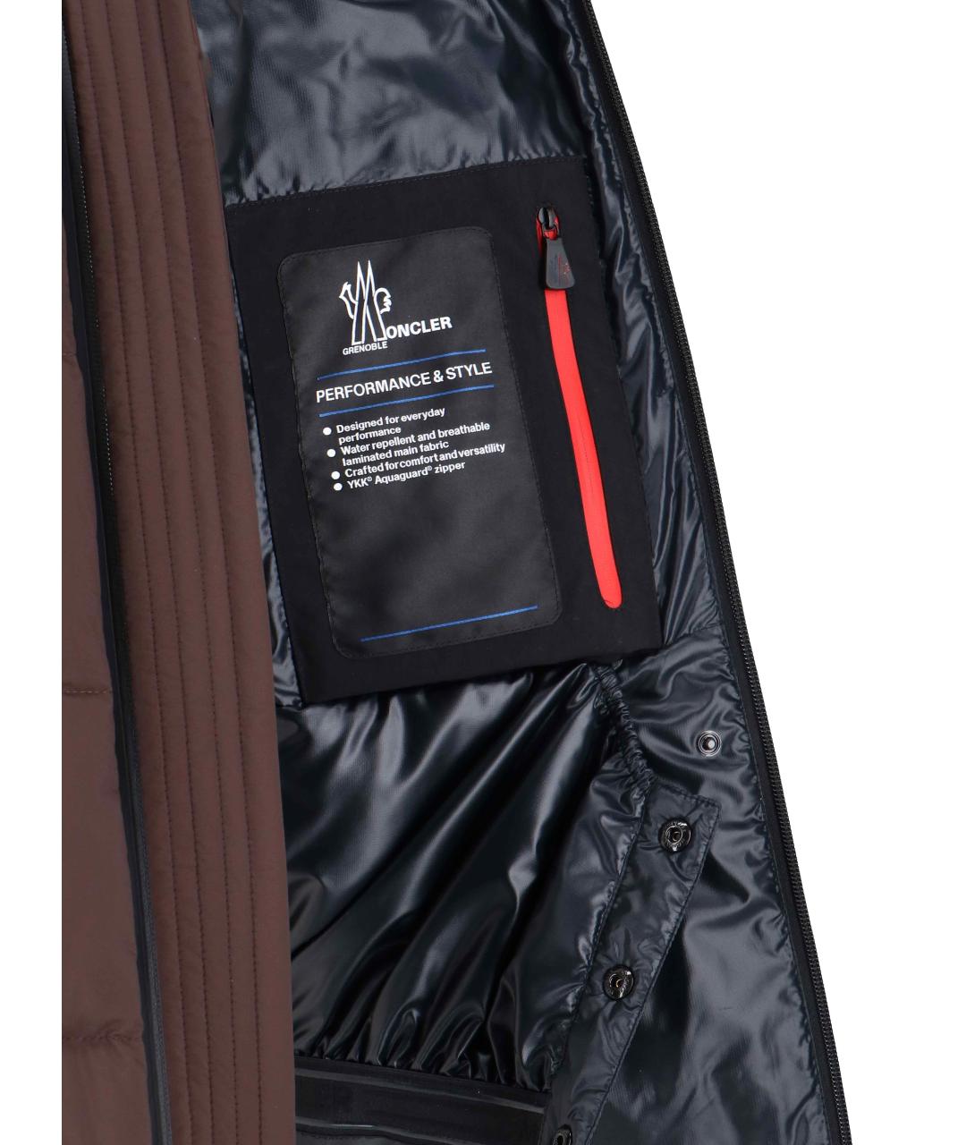 MONCLER GRENOBLE Коричневый полиэстеровый пуховик, фото 7