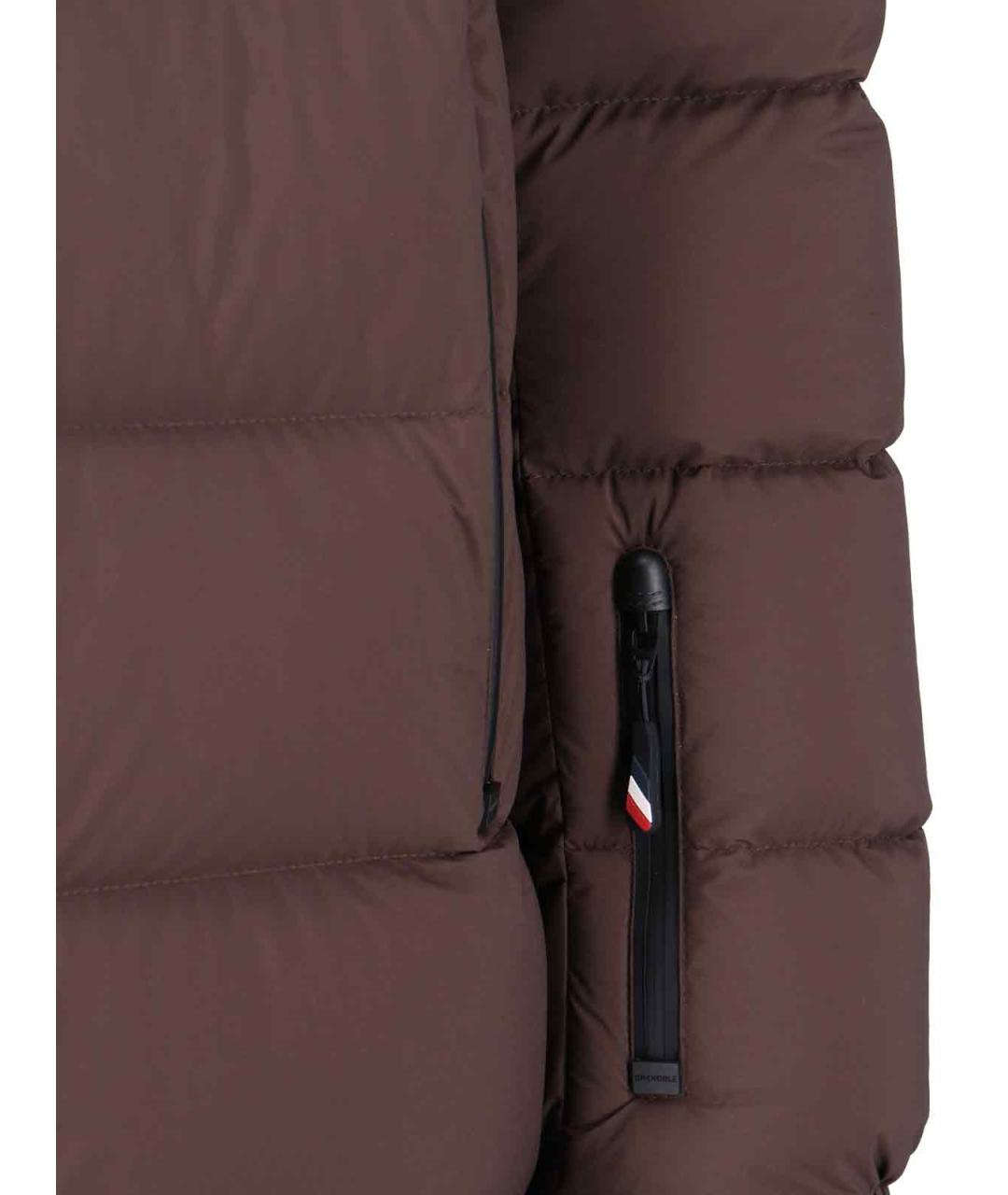 MONCLER GRENOBLE Коричневый полиэстеровый пуховик, фото 3