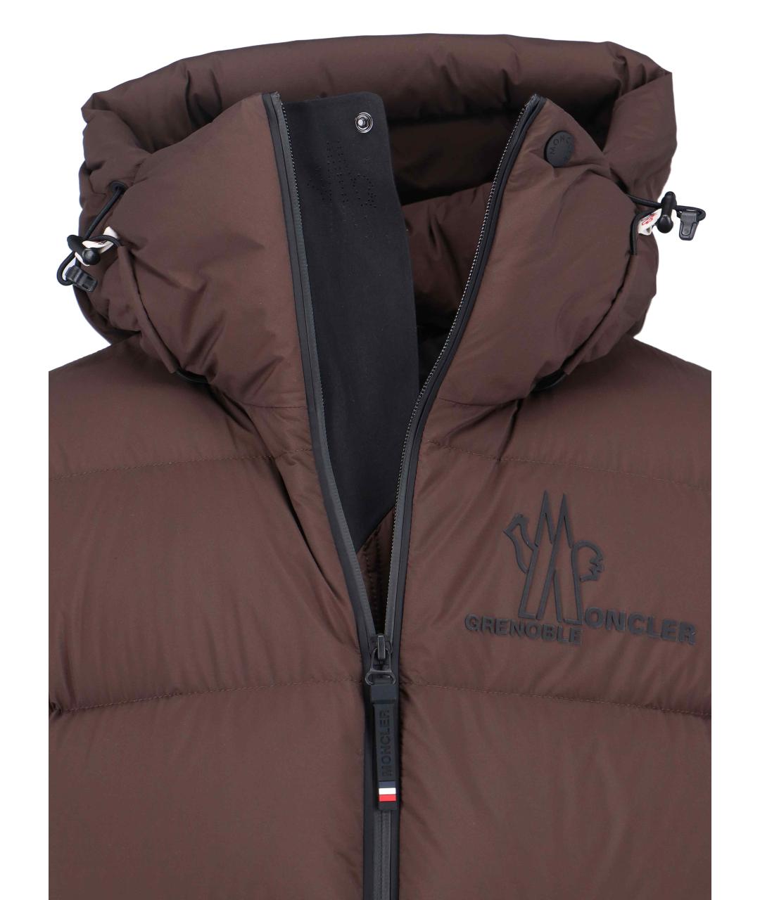 MONCLER GRENOBLE Коричневый полиэстеровый пуховик, фото 6