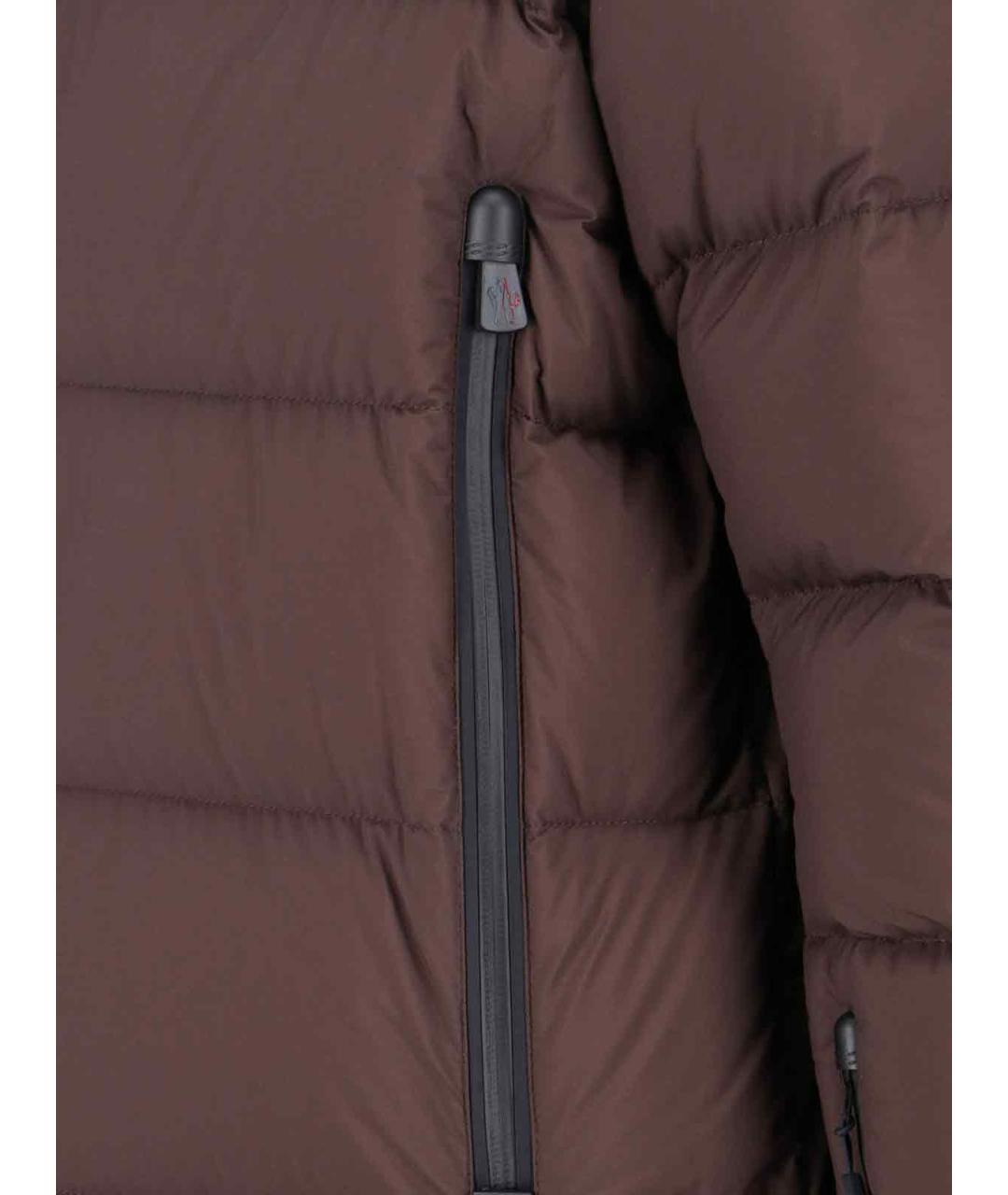 MONCLER GRENOBLE Коричневый полиэстеровый пуховик, фото 5