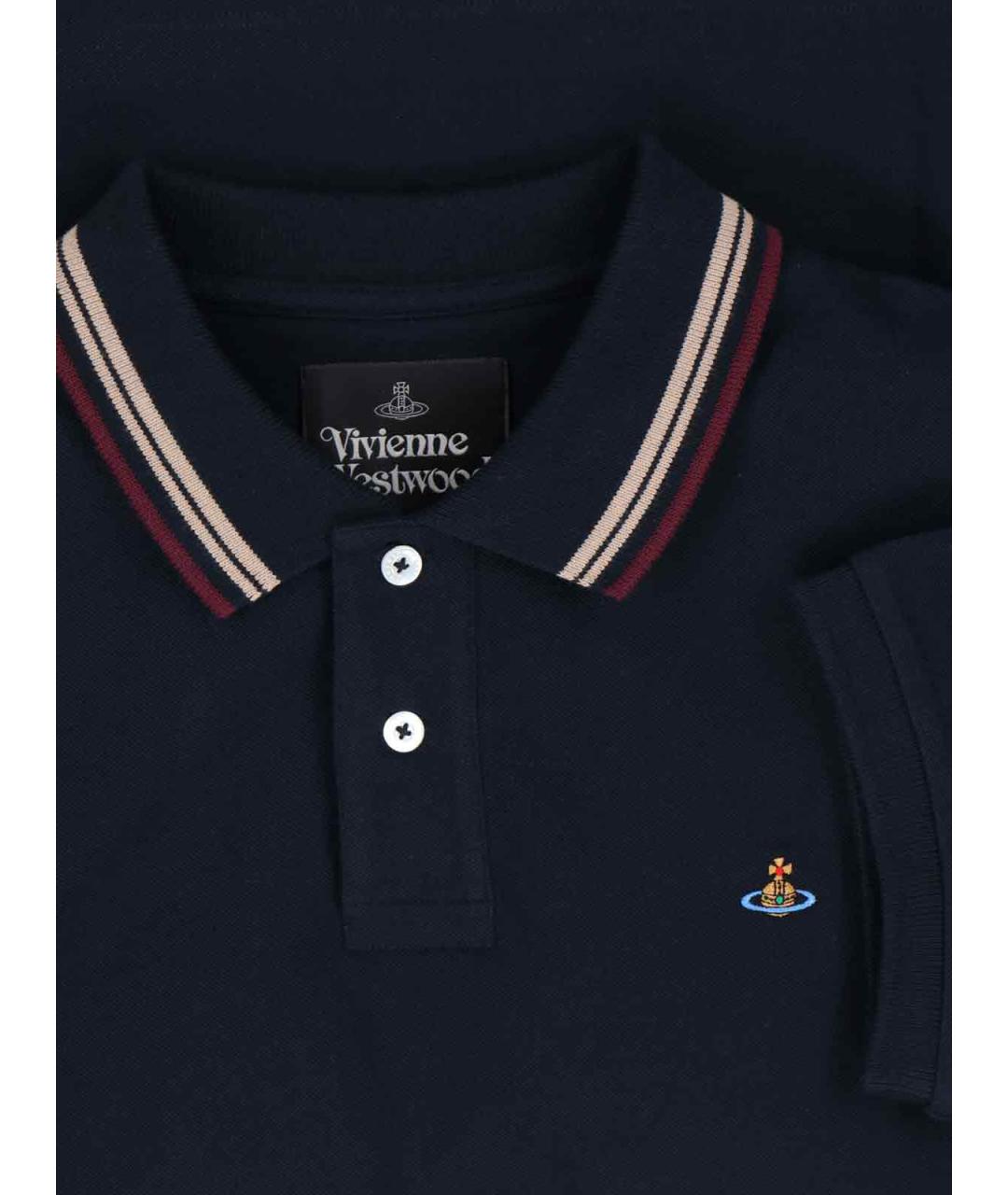 VIVIENNE WESTWOOD Синее хлопковое поло с коротким рукавом, фото 3