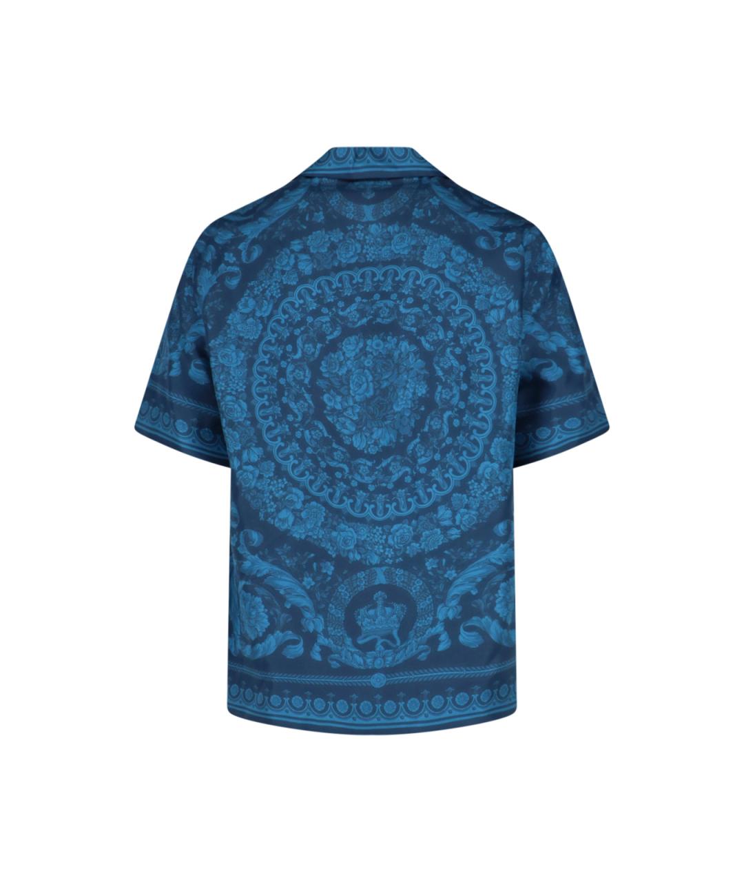 VERSACE Синяя шелковая кэжуал рубашка, фото 2