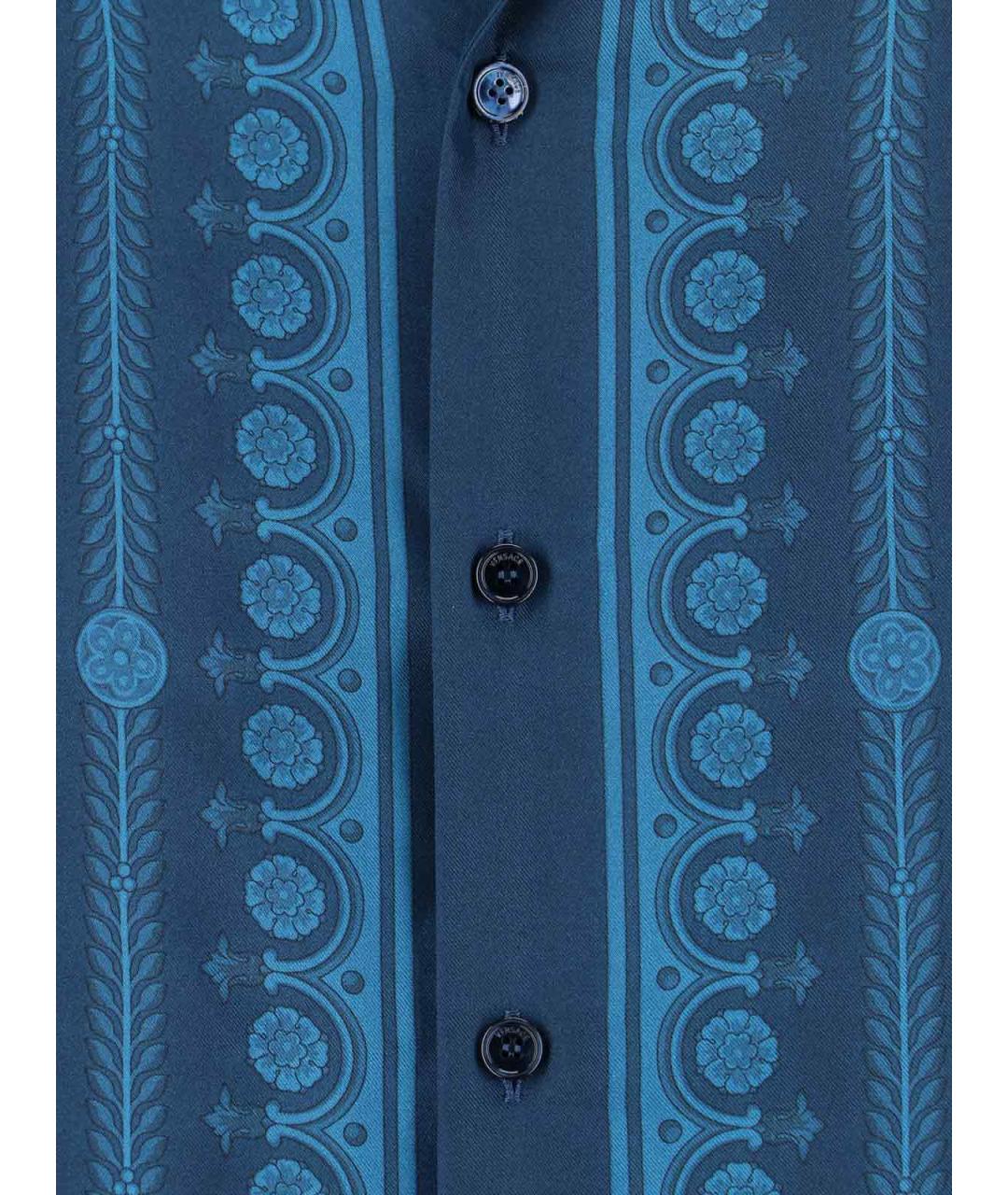 VERSACE Синяя шелковая кэжуал рубашка, фото 3