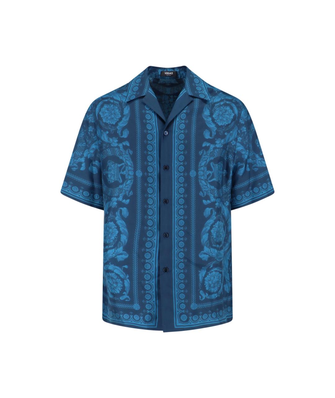 VERSACE Синяя шелковая кэжуал рубашка, фото 1