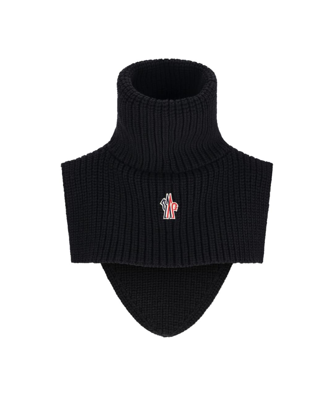 MONCLER GRENOBLE Черный шерстяной шарф, фото 1