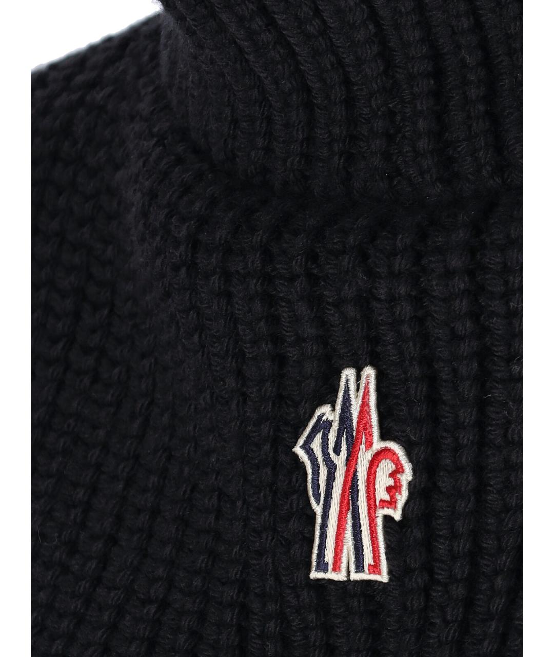 MONCLER GRENOBLE Черный шерстяной шарф, фото 3