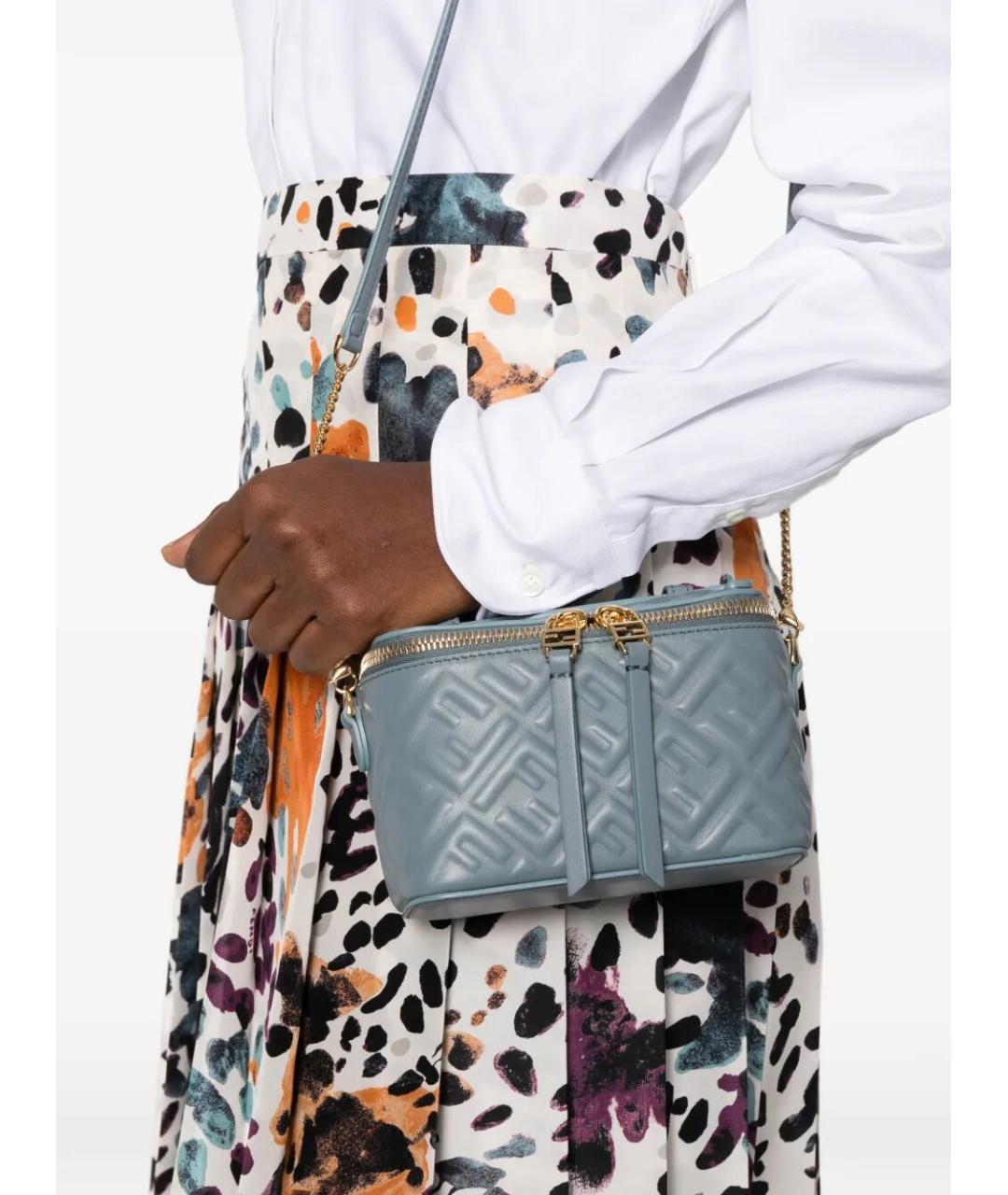 FENDI Голубая кожаная сумка через плечо, фото 2