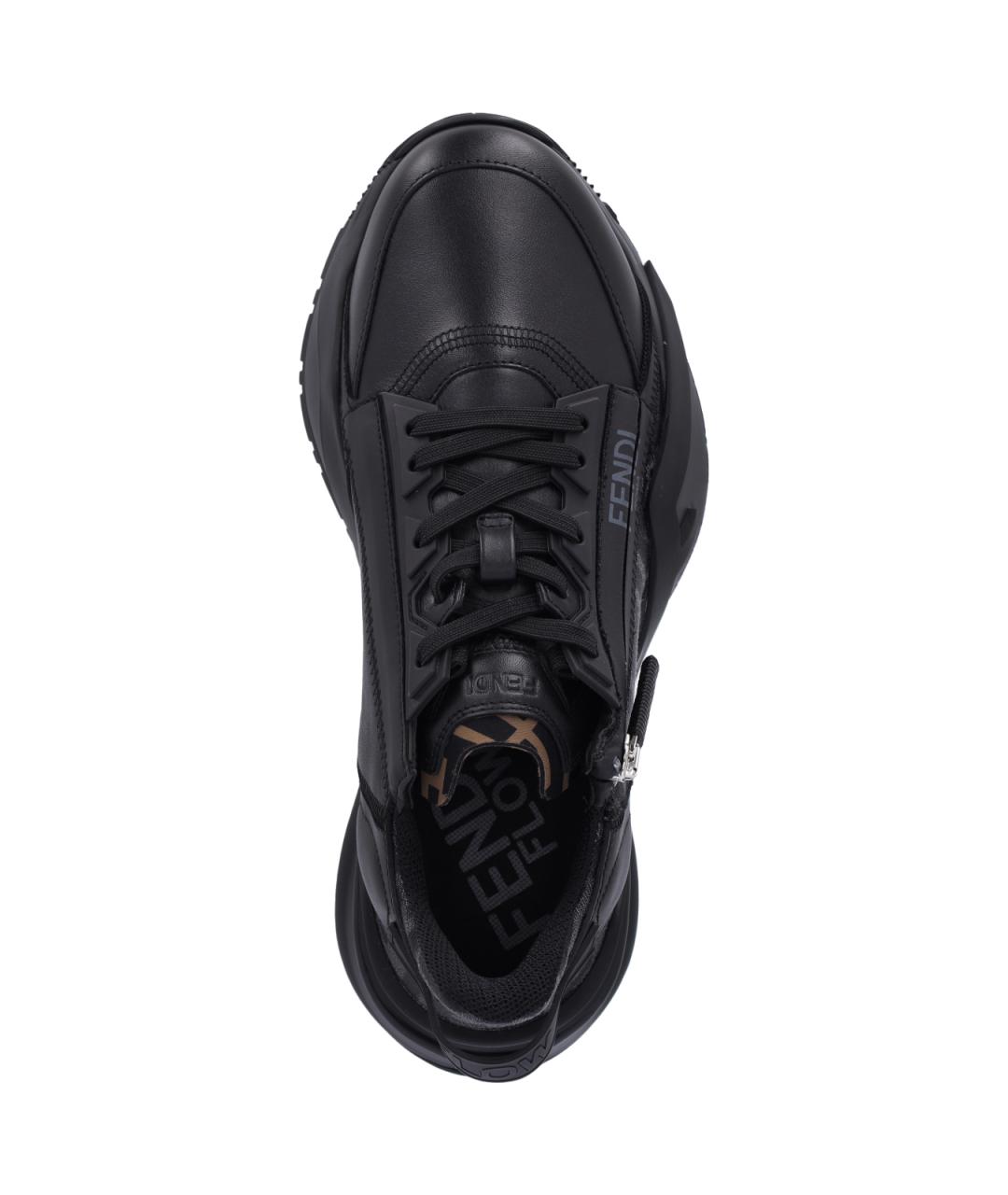 FENDI Черные кожаные низкие кроссовки / кеды, фото 5