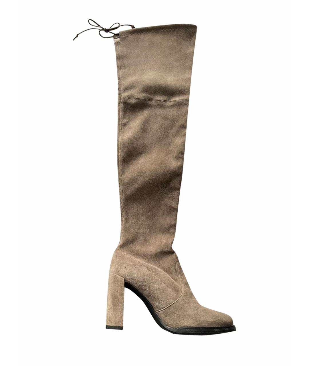 STUART WEITZMAN Бежевые замшевые ботфорты, фото 1