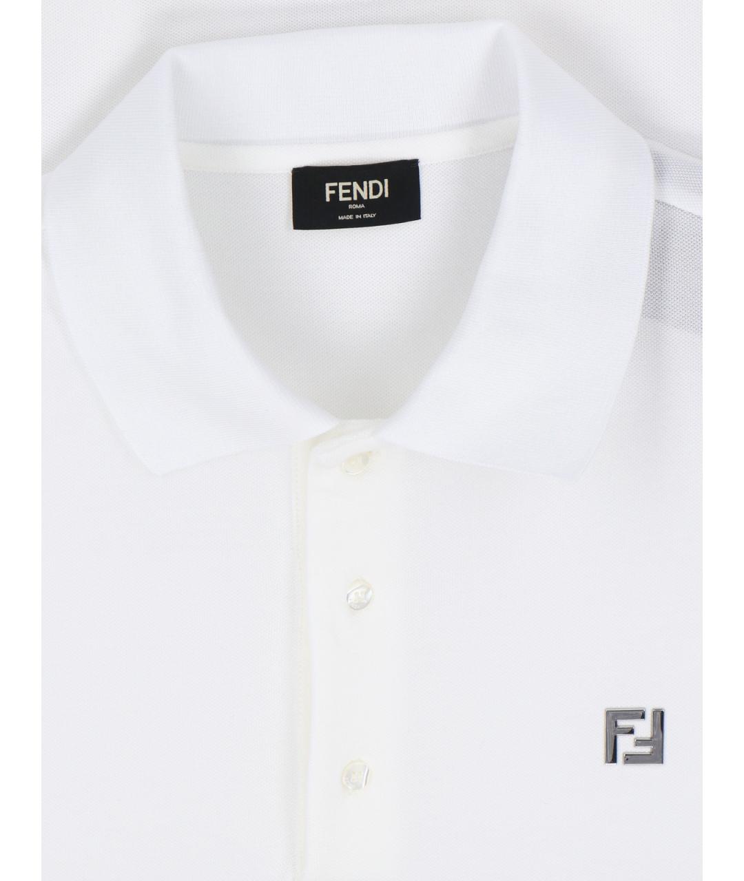 FENDI Белое хлопковое поло с коротким рукавом, фото 3