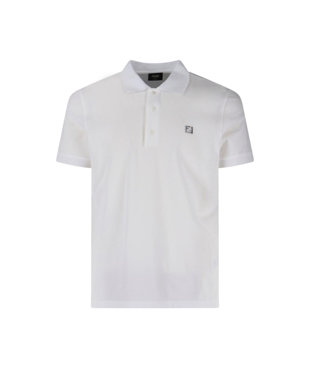 FENDI Белое хлопковое поло с коротким рукавом, фото 1