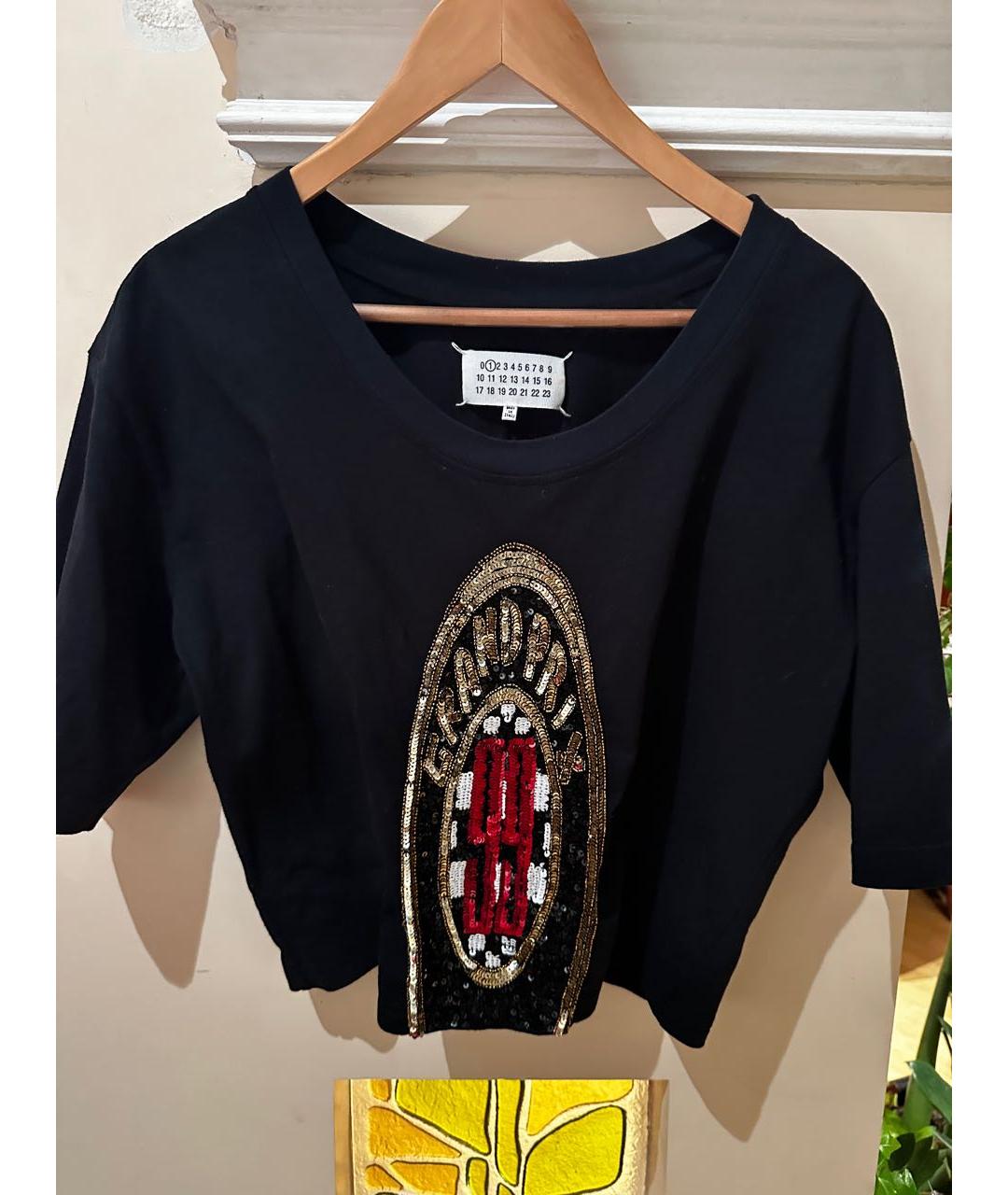 MAISON MARGIELA Черная хлопковая футболка, фото 6