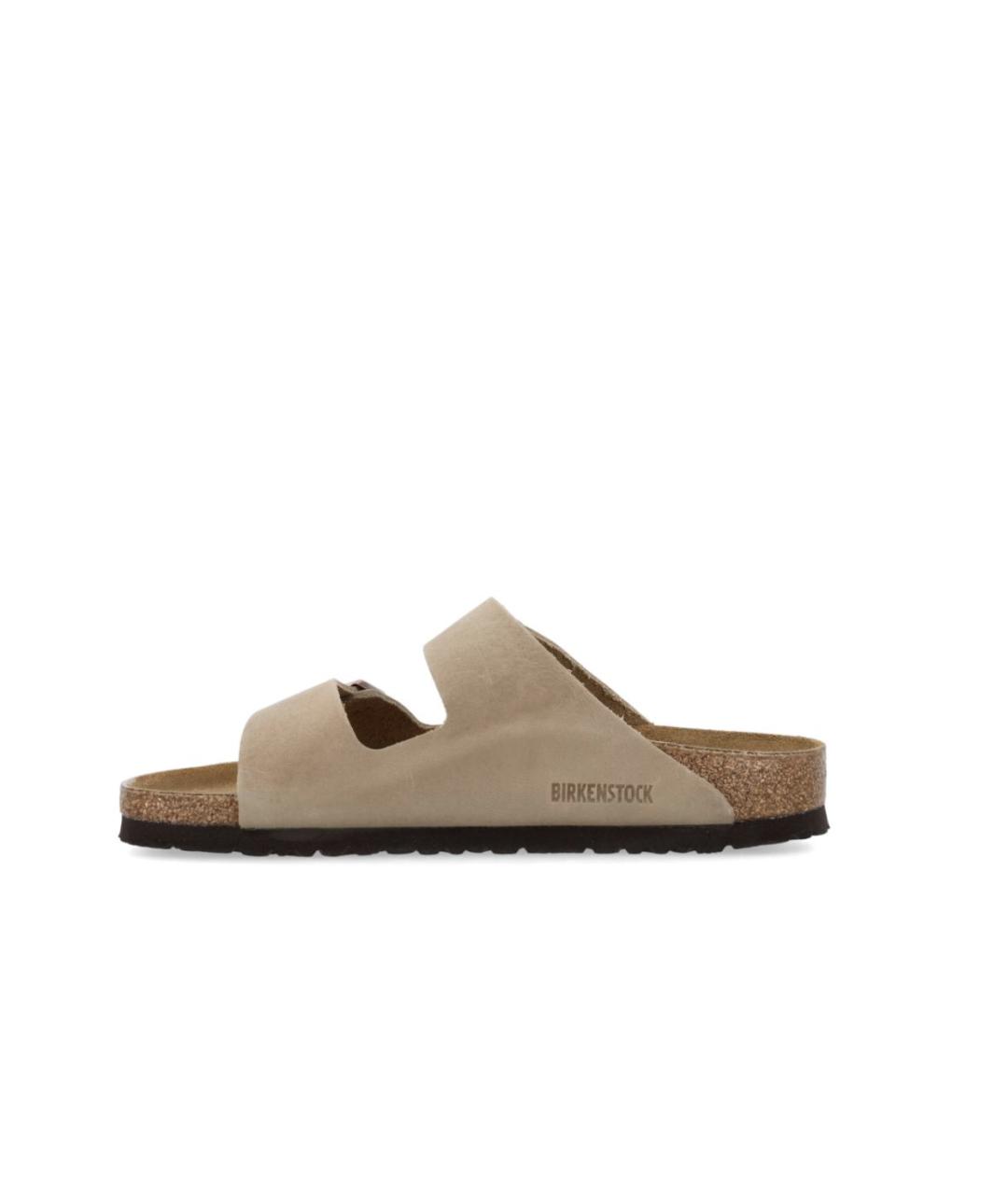 BIRKENSTOCK Бежевые замшевые шлепанцы, фото 4