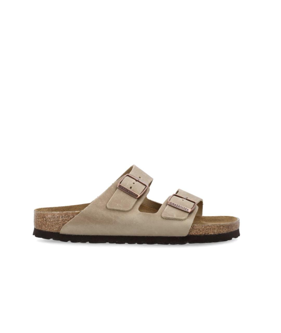 BIRKENSTOCK Бежевые замшевые шлепанцы, фото 2