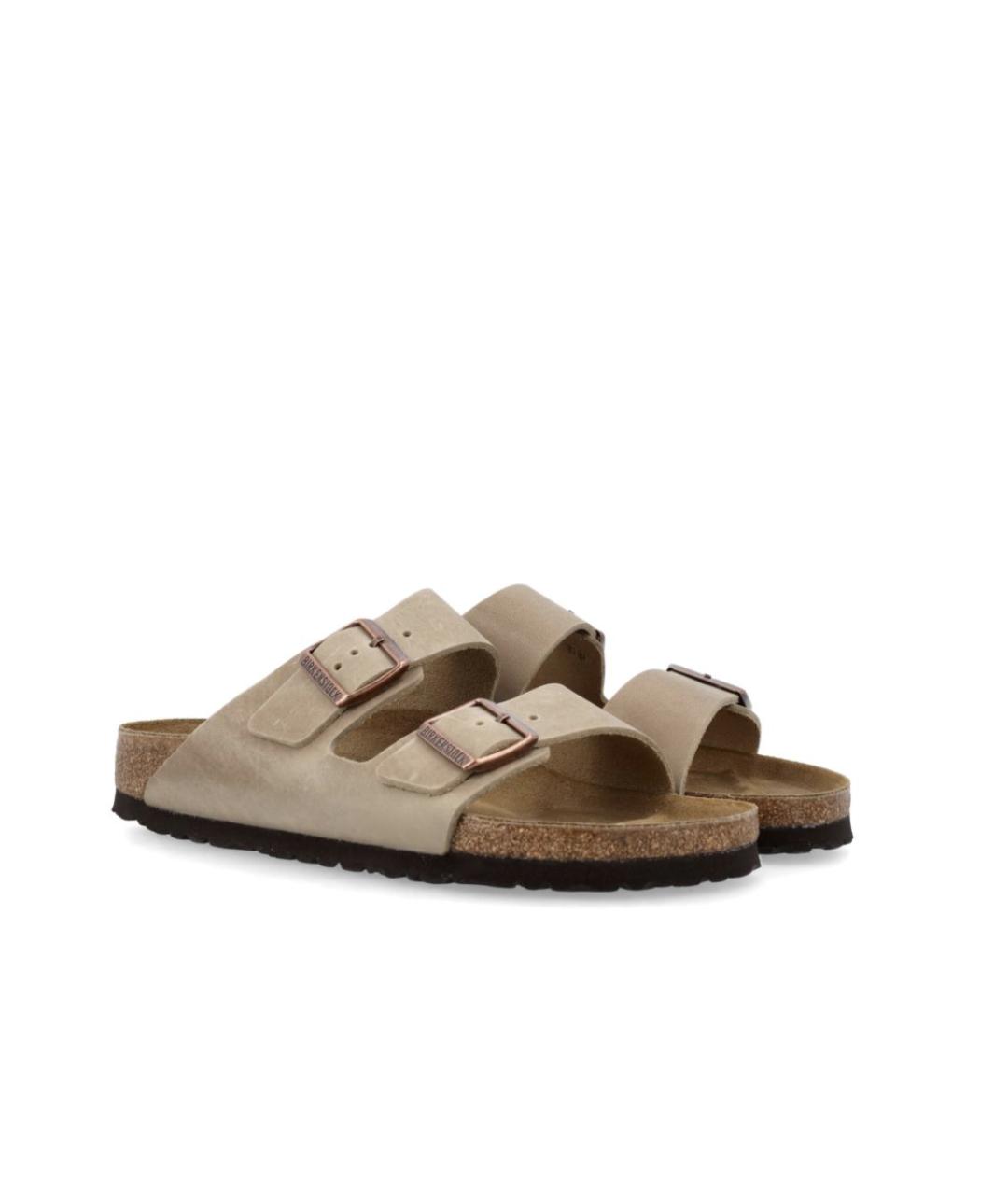 BIRKENSTOCK Бежевые замшевые шлепанцы, фото 5