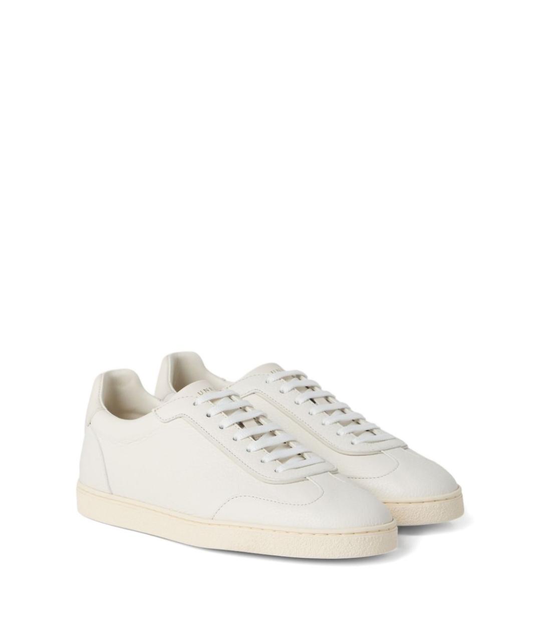 BRUNELLO CUCINELLI Белые кожаные низкие кроссовки / кеды, фото 2