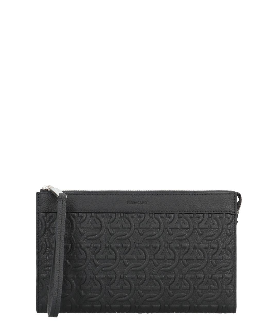 FERRAGAMO Черный кожаный кошелек, фото 1