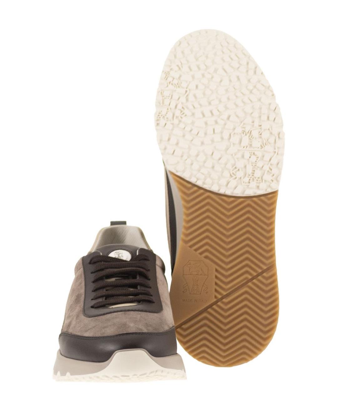 BRUNELLO CUCINELLI Коричневые кожаные низкие кроссовки / кеды, фото 5