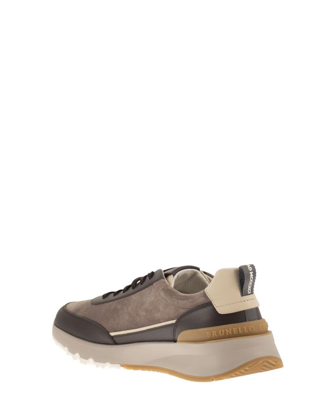 BRUNELLO CUCINELLI Коричневые кожаные низкие кроссовки / кеды, фото 3