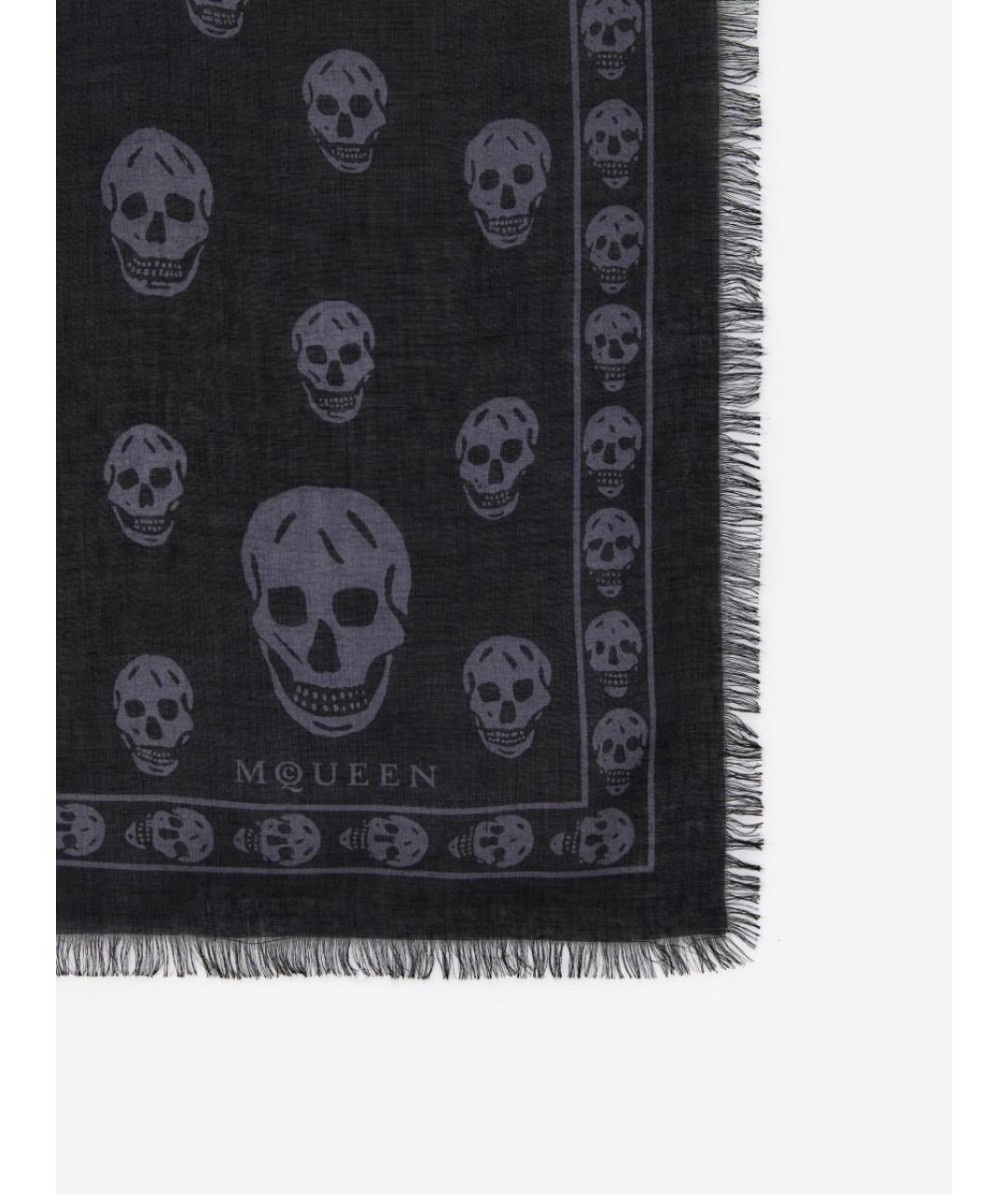 ALEXANDER MCQUEEN Черный шелковый шарф, фото 2