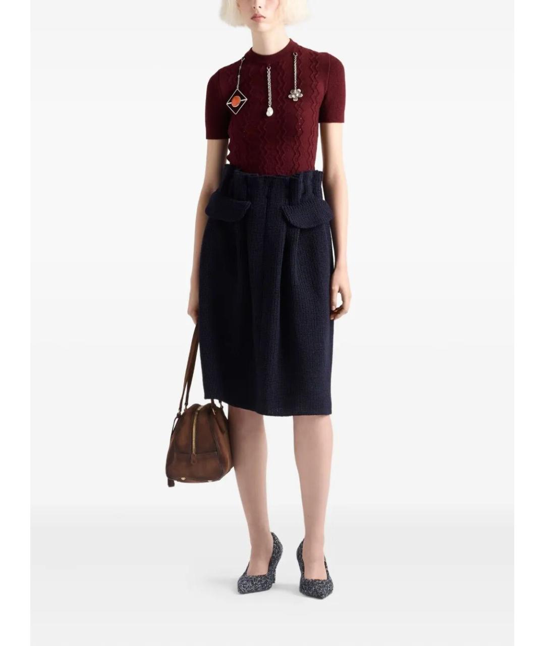 PRADA Бордовый шерстяной джемпер / свитер, фото 2