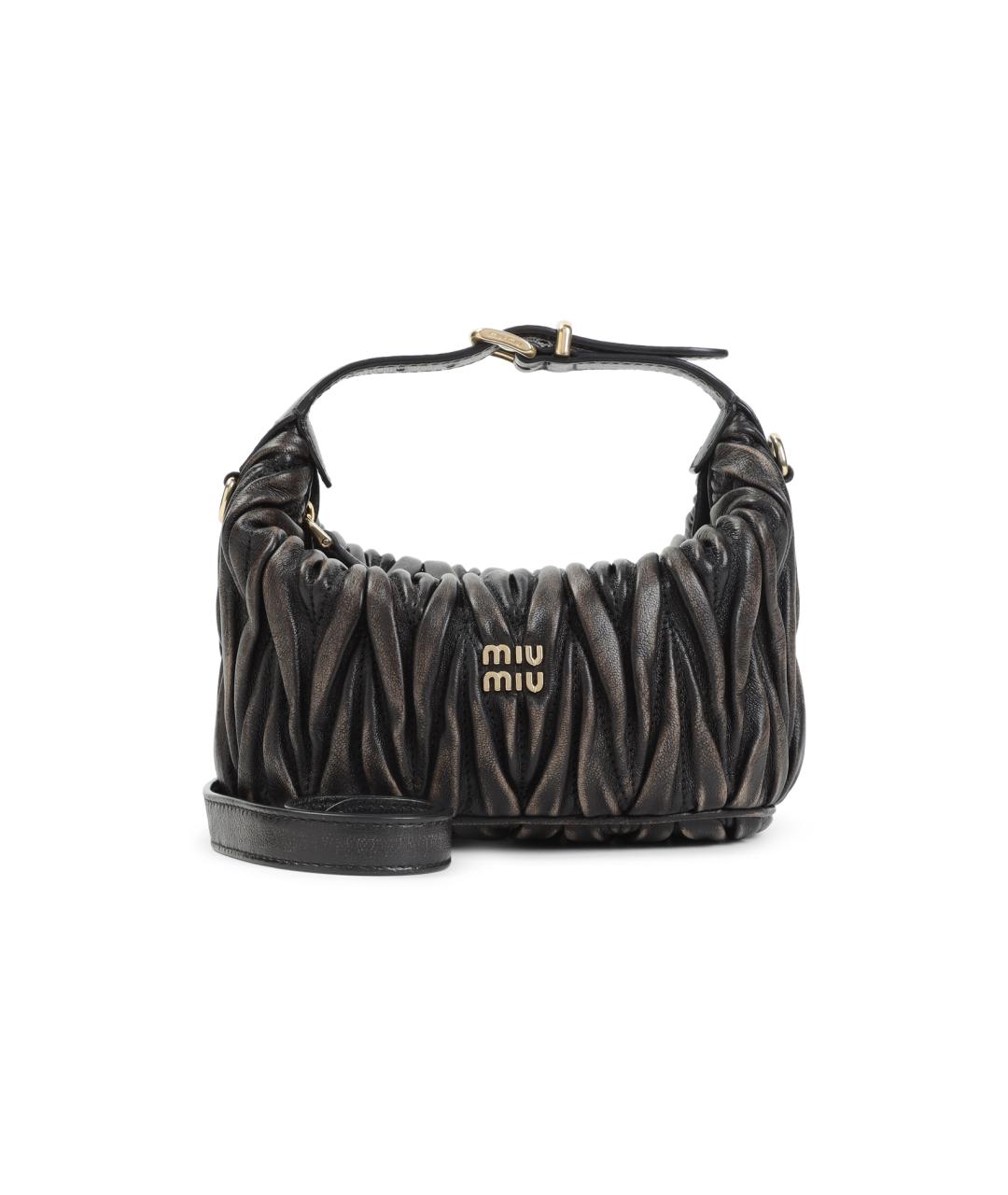 MIU MIU Коричневая кожаная сумка с короткими ручками, фото 1