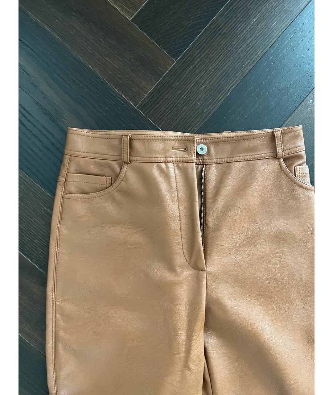 STELLA MCCARTNEY Коричневые кожаные брюки широкие, фото 2