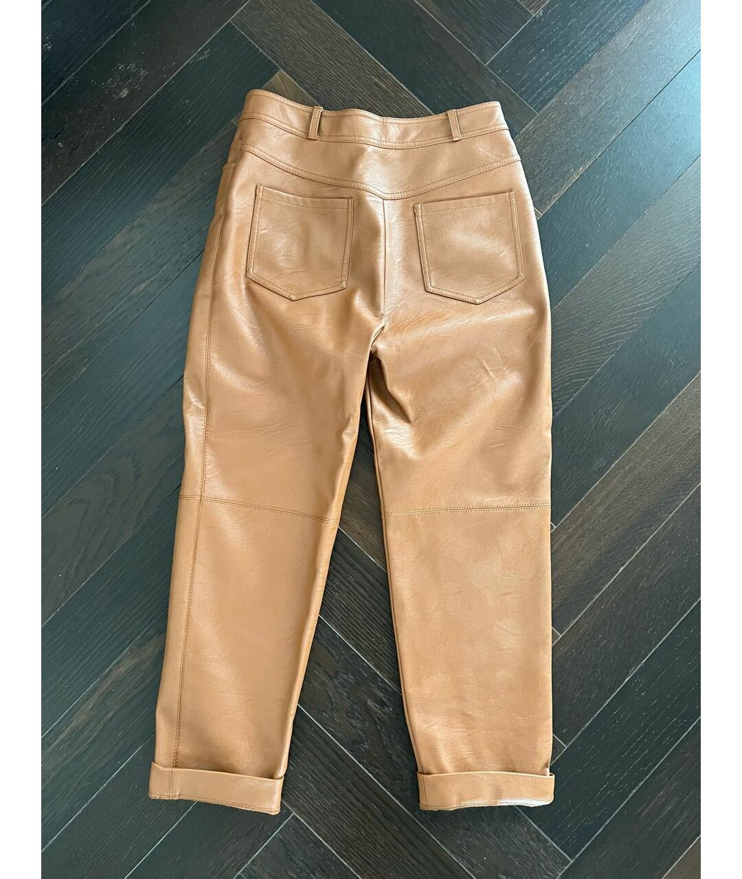 STELLA MCCARTNEY Коричневые кожаные брюки широкие, фото 3