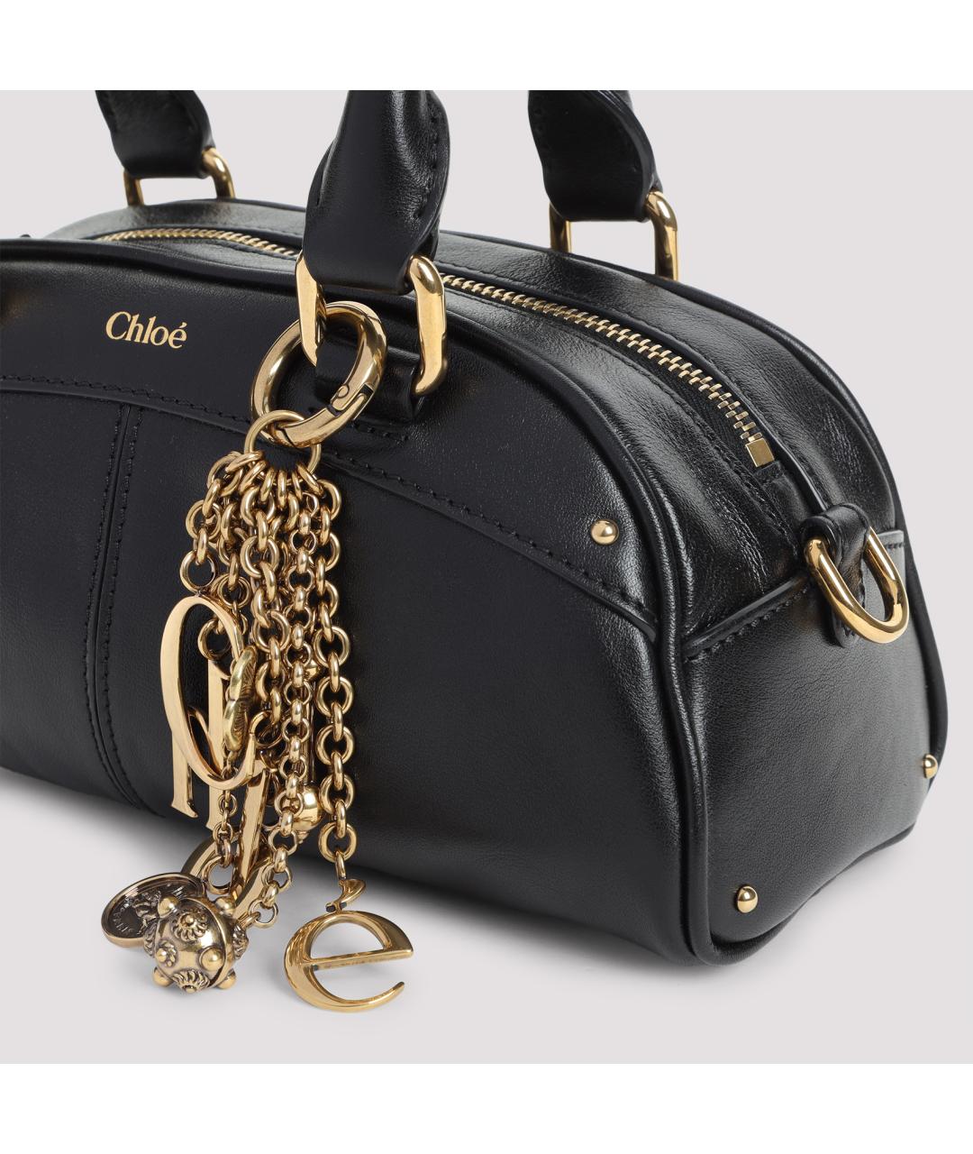 CHLOE Черная кожаная сумка с короткими ручками, фото 3