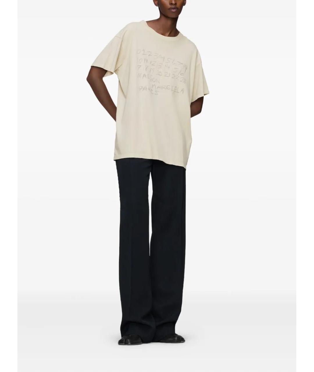 MAISON MARGIELA Бежевая хлопковая футболка, фото 4