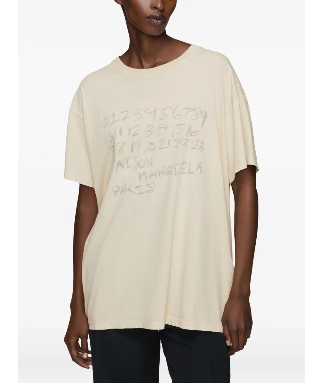 MAISON MARGIELA Бежевая хлопковая футболка, фото 3