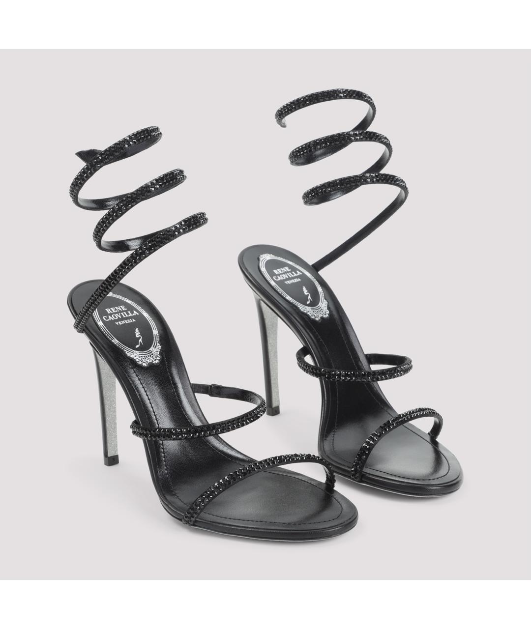 RENE CAOVILLA Черные кожаные сандалии, фото 3