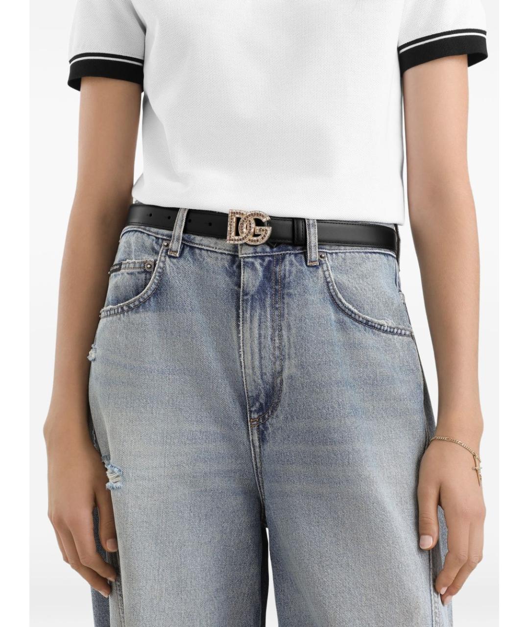 DOLCE&GABBANA Черный кожаный ремень, фото 2