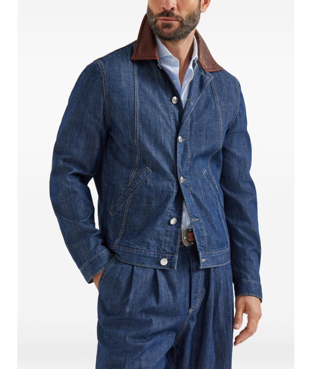 BRUNELLO CUCINELLI Синяя хлопковая куртка, фото 5