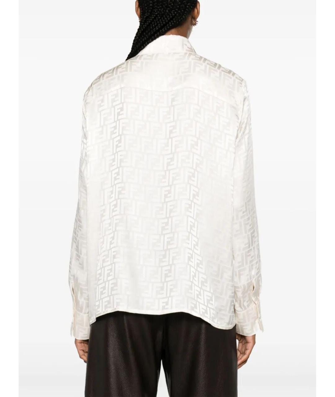 FENDI Бежевая шелковая рубашка, фото 4