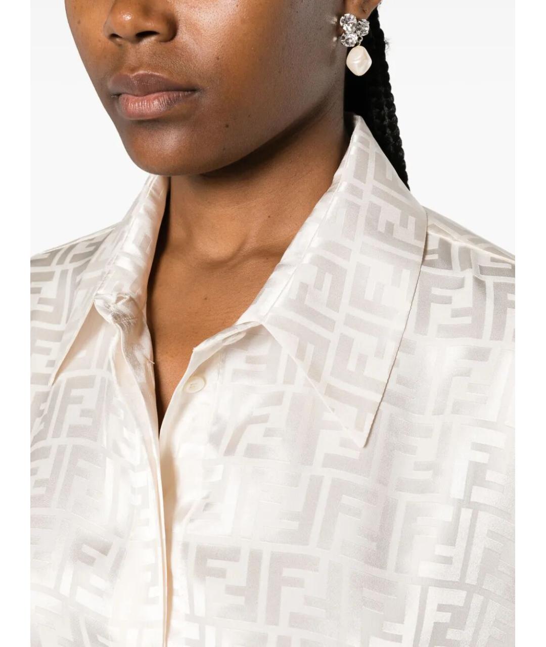 FENDI Бежевая шелковая рубашка, фото 5