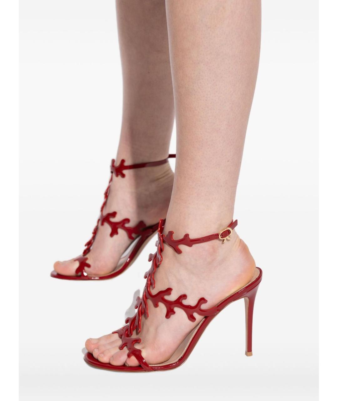 GIANVITO ROSSI Красные кожаные босоножки, фото 2