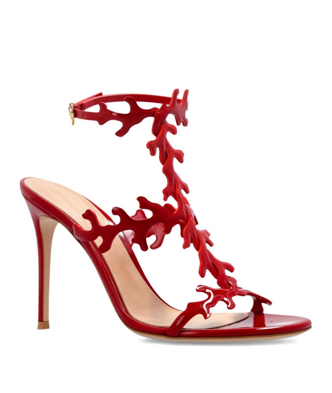 GIANVITO ROSSI Красные кожаные босоножки, фото 1