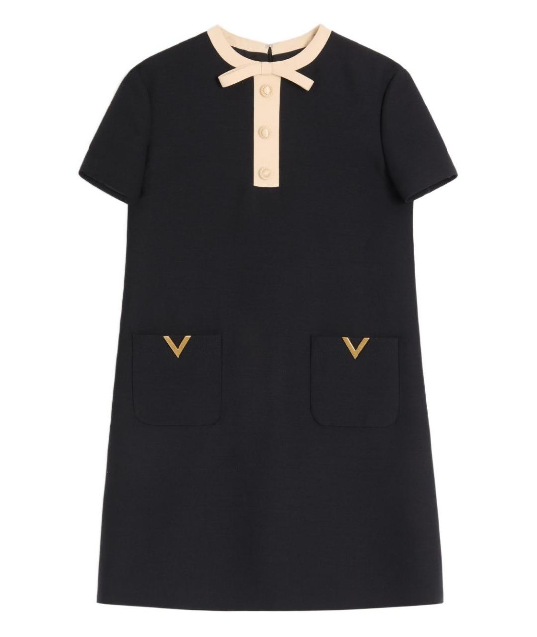 VALENTINO Черное шерстяное повседневное платье, фото 1