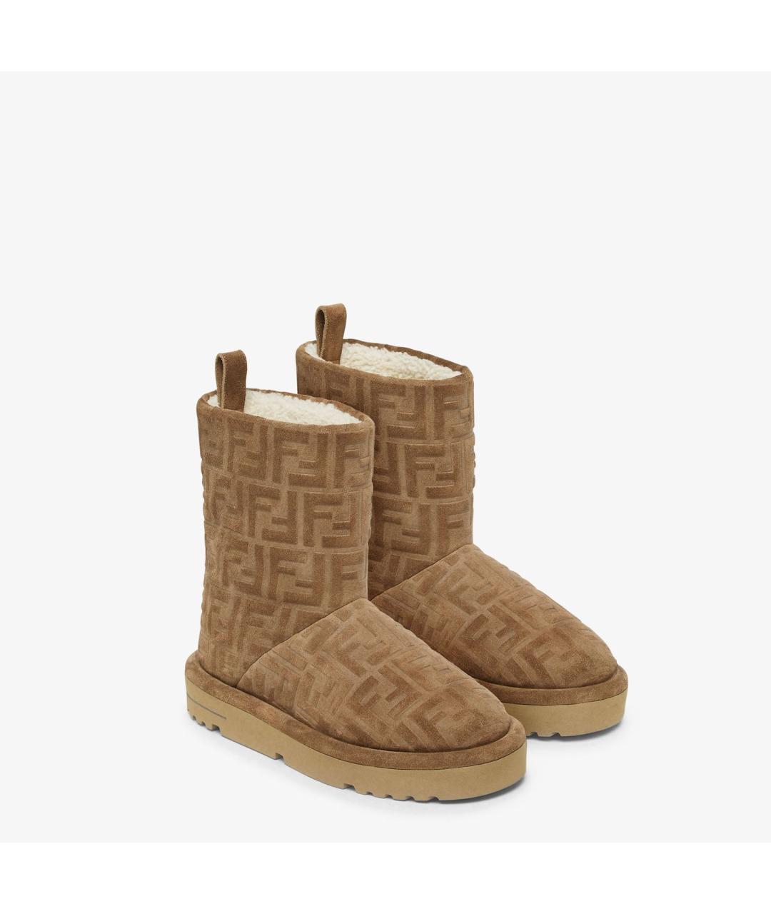 FENDI Коричневые кожаные ботинки, фото 4