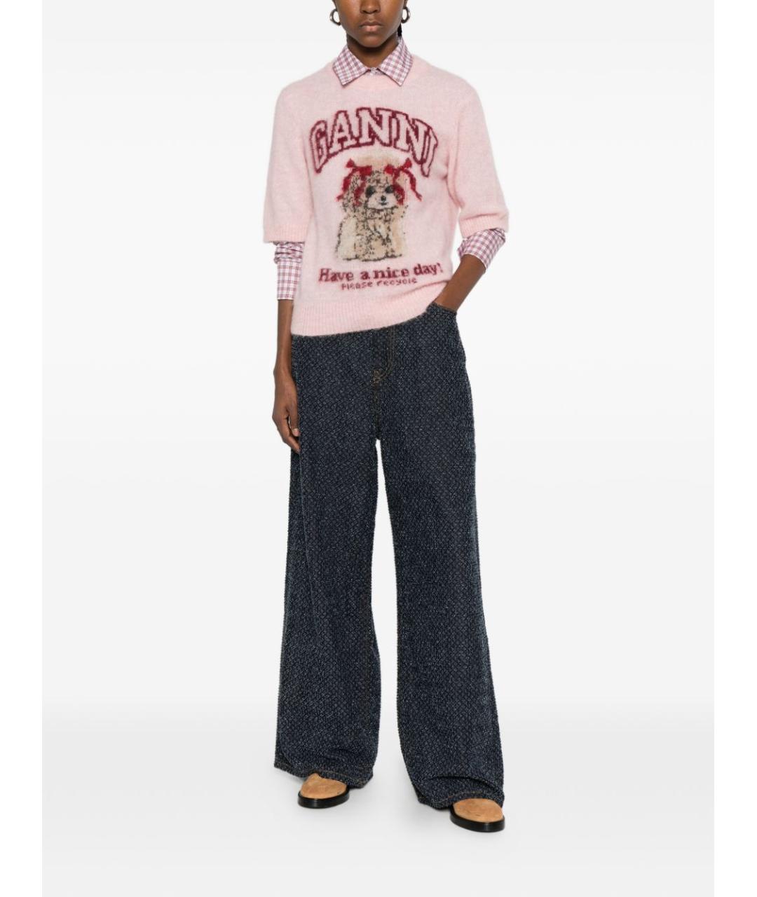 GANNI Розовый шерстяной джемпер / свитер, фото 5